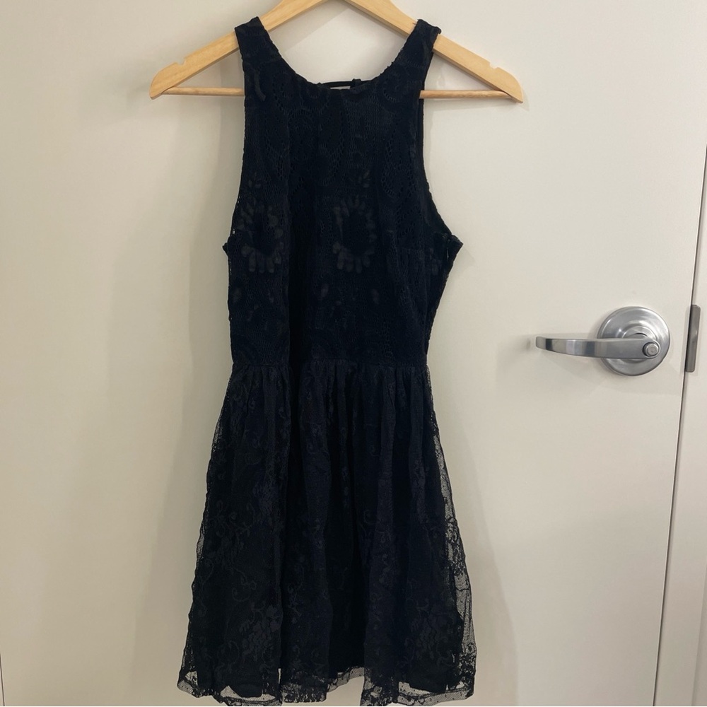 Hollister Lace Sleeveless Black Dress Side Zip Size M